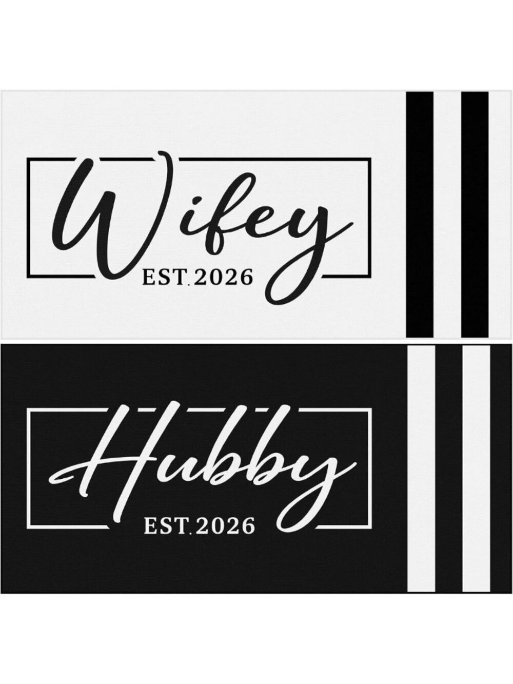 Set of 2 Wifey Hubby Beach Towels - Classic Mr & Mrs Design for Summer Fun